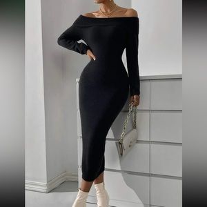 Black long sleeve off the shoulder dress XS